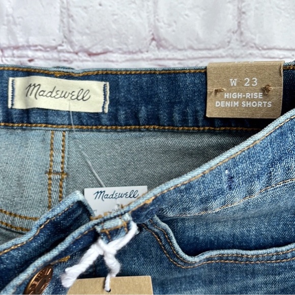 MADEWELL High Rise Cutoff Medium Wash Raw Hem Jean Shorts - Picture 10 of 11